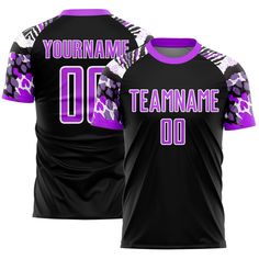 Order the jersey with special name & number you want from our shop, making a vibrant look on the field or daily life! Features: 1. Material: Made from 100% polyester wicking knit with 95% polyester / 5% spandex wicking pinhole mesh 2. Jerseys with sublimation printed name and numbers 3. Moisture-wicking fabric has spongy handle, good draping property and elasticity as well as good dimensional stability and wrinkle-resistance 4. Breathable & Quick-Drying 5. Athletic Cut & Exquisite stitching not easy to fall off 6. Slim fit follows your body's shape closely to let you move freely 7. Ventilated mesh panel insertsy 8. Set includes jersey, shorts with drawstring elastic waistband 9. Tagless Collar offers clean comfort 10. Machine washable, tumble dry low 11 Imported Sporty All-over Print Jersey, Customizable Black Collegiate Jersey, Black Collegiate Jersey For Customization, Black T-shirt With Sublimation Print For Sportswear, Sporty All Over Print Jersey For Team Events, Sporty Jersey With All Over Print For Training, Sporty All-over Print Jersey For Team Events, Sporty Training Jersey With All Over Print, All Over Print Jersey For Sports Events