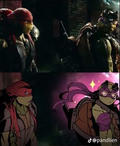 the teenage mutant ninjas are talking to each other in their respective video game scenes