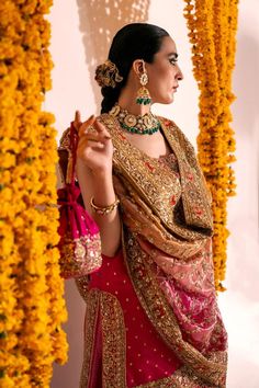 Regal Pakistani Wedding Attire: Pink Sharara Kameez Dress Semi-stitched Dabka Saree For Reception, Anarkali Choli With Dabka Detail In Chinon, Kundan Lehenga With Dabka Details For Eid, Anarkali Choli With Dabka On Chinon, Wedding Salwar Kameez With Intricate Kundan Embroidery, Salwar Kameez With Intricate Embroidery For Wedding, Chandbali Dupatta With Dabka On Chinon, Anarkali Lehenga With Dabka In Jamawar, Anarkali Choli In Raw Silk With Dabka Detailing