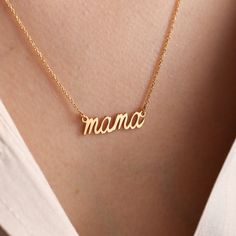 * MAMA SCRIPT NECKLACE * DETAILS MAMA NECKLACE :1 * MATERIAL: High Quality Solid 925 Sterling Silver *FINISHED COLOR: Silver - Gold - Rose Gold *NECKLACE LENGHT: 14'' - 15'' - 16''- 17''- 18'' - 19'' - 20'' - 21'' - 22'' (please contact us if you would like a different length) * All our jewelry is custom made by hand with Love and Care in our workshop ♡ * HOW TO ORDER * Simply specify what you want using the PERSONALIZATION BOX: OTHER IN FORMATION * All items are nicely packaged ready to gift in Custom Name Necklaces For Mother's Day, Personalized Necklaces For Everyday And Mother's Day, Personalized Name Necklaces For Mother's Day, Dainty Adjustable Necklace For Mother's Day, Handmade Dainty Necklace For Mother's Day, Minimalist Clavicle Chain Necklace For Mother's Day, Mother's Day Gift Necklace With Delicate Chain, Handmade Dainty Necklaces For Mother's Day, Mother's Day Custom Name Necklace