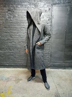 Man coat/Man long coat/Cardigan/Man Wool Coat/Coat Wool/Man | Etsy Gray Sweater Coat For Winter Layering, Casual Long Wool Coat For Winter, Casual Long Winter Wool Coat, Long Gray Sweater Coat For Layering, Gray Long Sweater Coat For Layering, Gray Hooded Sweater Coat For Cold Weather, Casual Long Wool Sweater Coat, Cozy Gray Sweater Coat For Fall, Gray Hooded Cardigan For Cold Weather