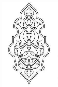 an ornate design in black and white