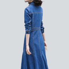 Introducing our 2023 Spring-Summer Collection '90s trend long sleeves buttoned denim dress ââ‚?the perfect mix of everlasting and contemporary!Why You'll Love ItThis edgy denim dress is the perfect way to add a touch of grunge and sophistication to your wardrobe. With its mid wash and distinct distressed pattern. plus its maxi sleeves and buttoned closure. it's designed to hug your silhouette while ensuring comfort. Crafted with premium quality denim. this dress is guaranteed to provide durabili Denim Dresses Online, Back To The 90s, 90s Trends, Unique Looks, Womens Denim Dress, Embroidered Denim Jacket, Denim Patterns, Long Jeans, Confidence Boost