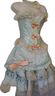 Blue Victorian Dress With Ruffles For Fancy Dress, Blue Victorian Dress With Ruffles For Wedding, Baroque Ruffled Dress For Theater, Blue Victorian Dress With Ruffles For Costume, Fitted Blue Victorian Baroque Dress, Blue Baroque Victorian Dress For Costume Party, Blue Ruffled Corset Dress For Wedding, Blue Victorian Dress For Fancy Dress Events, Victorian Blue Dress For Fancy Dress Events