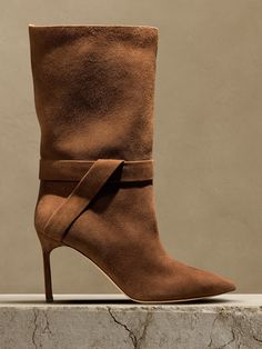 Torri Suede Boot | Banana Republic Tan Suede Boots, Stacked Heel Boots, Brown Suede Boots, Black Boots Tall, Black Boots Women, Shoe Lover, Suede Shoes, Suede Heels, Suede Boots