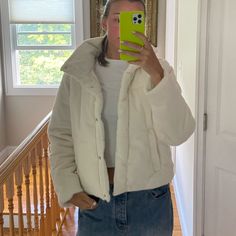 Super Warm And Perfect For Fall/Winter. Like New White Fur Jacket, White Fur, Fur Jacket, Abercrombie Fitch, Color White, Jackets & Coats, Jackets For Women, Fall Winter, Like New