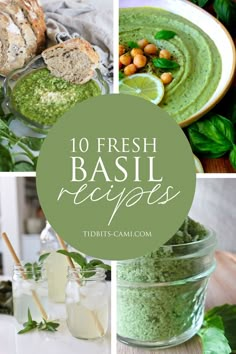 fresh basil recipe collage with text overlay