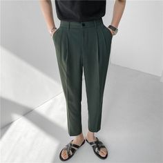 Summer Multi-color Suit Pants Men's Fashion Business Society Mens Dress Pants Korean Loose Straight Casual Pants Men Trousers Casual Pants Men, Pants Korean, Mens Fashion Business, Korean Design, Korean Streetwear, Chic Pants, Womens Prom Dresses, Skirt And Sneakers, Pants Elastic Waist