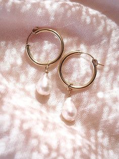 - Baroque Pearl Hoop Earrings - Kēhau - ke aloha jewelry Classic Huggie Jewelry With Pearl Charm, Classic Pearl Huggie Jewelry, Classic Pearl Hoop Jewelry, Classic Pearl Charm Hoop Earrings, Classic Pearl Pendant Hoop Earrings, Classic Small Hoop Pearl Earrings With Charm, Classic Hoop Earrings With Pearl Pendant, Classic Pearl Drop Hoop Earrings, White Pearl Chain Small Hoop Jewelry