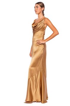 This silk satin maxi dress features a cowl neckline with a slim fit that drapes along the body. Fixed spaghetti straps 100% silk Back zip fastening Dry clean only Pre-draped Satin Maxi Dress With Cowl Back, Pre-draped Silk Slip Dress For Gala, Formal Pre-draped Maxi Dress With Cowl Back, Silk Evening Dress With Asymmetrical Neckline And Bias Cut, Silk Dress With Bias Cut And Cowl Back, Bias Cut Long Satin Dress For Gala, Bias Cut Satin Dress For Gala, Satin Cowl Neck Maxi Dress For Formal Occasions, Silk Slip Dress With Cowl Back For Formal Occasions