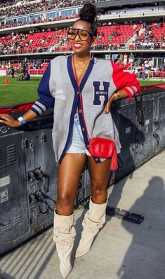 Boxing Match Outfit, Puffy Shorts Outfit, Tailgate Outfit Black Women Fall, Socks Over Jeans Outfits, Sweater Shorts And Boots Outfit, Crop Plaid Shirt Outfit, Nfl Wife Outfits Black Women, High Top Reebok Outfit, Football Outfits For Women Fall