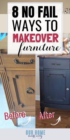 the before and after photos of an old dresser makeover with chalk paint, waxing and stain