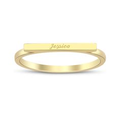 14k Gold Stick Band Engravable Ring is the best for who like to be dainty and classy look with jewelry. Also good news that it's personalized for your loved ones! One word, letter or number combination can be stamped on the ring if you want. Please note your personalization during checkout. 14k Gold Wide Band Engravable Ring is also avaliable: https://www.etsy.com/listing/1351788904/ 14k Gold Hexagon Initial Ring is also avaliable: https://www.etsy.com/listing/1365734553/ 14k Gold Bold Initial R Elegant Engraved Nameplate Ring For Wedding, Elegant Wedding Engraved Nameplate Ring, Elegant Wedding Nameplate Engraved Ring, Rectangular Gold Stackable Rings For Anniversary, Elegant Customizable Gold Signet Ring, Elegant 14k Gold Nameplate Engraved Ring, Classic 14k Gold Customizable Rings, Customizable Classic 14k Gold Rings, Customizable Minimalist 14k Gold Engraved Ring