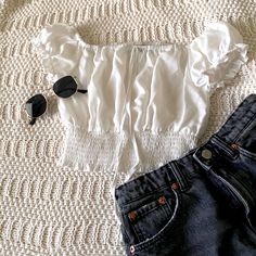 White Rouched Peasant Top. Brand New Never Worn. With Cute Strings. White Peasant Top With Smocked Bodice For Day Out, White Smocked Bodice Peasant Top For Day Out, White Smocked Top For Fall, Chic Blouse With Smocked Cuffs For Vacation, White Smocked Top For Fall Day Out, White Smocked Top For Day Out In Fall, Summer Peasant Top With Smocked Cuffs, White Bohemian Peasant Top With Smocked Bodice, Chic Summer Peasant Top With Smocked Cuffs