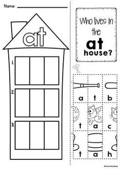 a cut out of a house with the words who lives in the at house?