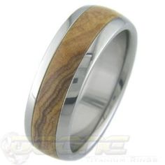 men's wedding band with wood inlay