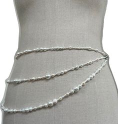 Elegant White Pearl Waist Chain, Pearl Necklace With Silver Beads For Party, White Pearl Necklace With Silver Beads For Party, Elegant Silver Pearl Chain Waist Chain, Elegant Silver Waist Chain With Pearls, Silver Waist Chain With Pearl Detail, Belly Chain, Body Chain Jewelry, Body Jewellery