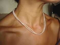 PERFECT GIFT /WEDDING GIFT FOR BRIDE / BRIDESMAID / LADY!You are getting a 2-strand, Unique and elegant Bridal 16" inches (40cm) necklace with freshwater Real Pearl (petite 3.5-4mm pearl); .925 sterling silver lobster clasp closure.  I can adjust the necklace size at extra cost, but please send an email to me before you paid. If not, then you will receive a 16" necklace.Crystal Color: Cream White===================Prices are in US$.For shipping policies and other important information, click on Classic Double Strand Wedding Necklaces, White Double Strand Pearl Necklace For Wedding, Bride Pearl Necklace, Dad Bracelet, Wedding Gift For Bride, Father Daughter Gifts, Message Bracelet, Gift For Bride, Wedding Gifts For Bride