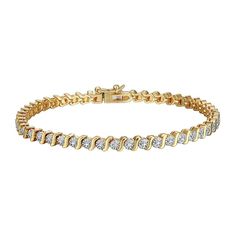 Make your outfit shine with this Sarafina diamond accent S-link tennis bracelet. Make your outfit shine with this Sarafina diamond accent S-link tennis bracelet. Nickel free Metal: brass Length: 7.25 in. Packaging: boxed Plating: 14k gold flash plated, silver tone Finish: polishedDIAMOND DETAILS Total weight: less than 1/10 ct. Color grade: I-J Clarity: I5 Shape: round Setting: pave Diamond weights are approximate. Diamond Total Weights may vary between .01 and .13 ct. Some diamonds consist of f Bracelets Tennis, Dainty Bracelet, Tennis Bracelet Diamond, Bezel Diamond, Tennis Bracelet, Pure Silver, Jewelry Trends, Fine Silver, Pave Diamonds