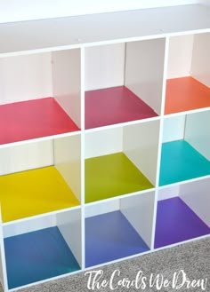 a multicolored bookcase is shown with the words how to paint bookshelves