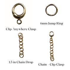 four different types of chain rings with chains attached to each other and labeled in the description below