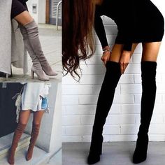 Calf circumference：about /cm. Heel Height: about 6-8 cm. Womens Thigh High Boots, Women's Spring Fashion, Heels Ideas, Winter Fashion Women, Women's Fall Fashion, Most Popular Pins, Boots High Heels, Black Knee High Boots, Black Knees