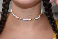 Boho Choker Beaded Choker Rainbow Choker Summer Choker | Etsy Cute Beaded Necklaces With Tiny Beads For Summer, Trendy White Beads For Summer, Trendy White Summer Beads, Trendy White Beads For Festival, White Beaded Choker For Vacation, Trendy White Festival Beads, Cute Beaded Necklaces For Summer Beach, Rainbow Beaded Necklaces For Summer Festivals, Cute Beaded Necklace For Summer Beach