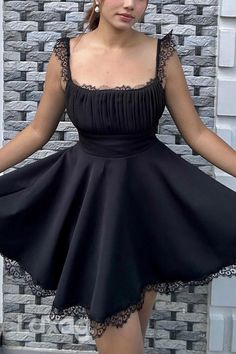 Elevate your style with our A-Line Spaghetti Straps Lace Sleek Satin Elegant Party Homecoming Dress. The delicate lace and sleek satin fabric will enhance your silhouette, making you feel elegant and confident. Perfect for any special occasion, this dress is sure to make heads turn. Wedding Cardigan, Bodycon Tops, Homecoming Dresses Black, Elegant Party, Prom Wedding, Homecoming Dress, Satin Fabric, Homecoming Dresses, Dresses For Sale