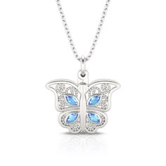 This photo necklace is the best choice to make the memory eternal. It features butterfly designed to open and close. The necklace is created in sterling silver with stunning details, with your own photo included, this beautiful piece will be more memorable. Never miss this romantic and exquisite piece!Carat Weight: 1 ctStone Size: 2*4 mmStone Type: Jeulia® StoneNumber of Stones: 8 Stone Color: Aquamarine BlueStone Shape: MarquiseWeight: 6.1 gWidth: 21.3 mmHeight: 21.4 mmThickness: 5.2 mmMaterial Silver Necklace With Birthstone For Keepsake, Sterling Silver Birthstone Necklace For Memorial, White Gold Jewelry With Butterfly Charm For Anniversary, Anniversary White Gold Jewelry With Butterfly Charm, Sterling Silver Butterfly Pendant Necklace, Butterfly-shaped Gemstone Jewelry For Anniversary, Butterfly Shaped Birthstone Jewelry For Anniversary, Butterfly Shape Birthstone Jewelry For Anniversary, Sterling Silver White Gold Jewelry With Butterfly Charm