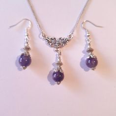 Amethyst Victorian Silver jewelry set necklace earrings Boho set Silver Amethyst set purple jewelry purple earring Amethyst jewelry gift set Amethyst Victorian set necklace earrings Bohemian necklace and earrings . Beautiful Set of silver-tone ornament beads and Genuine Amethyst necklace and earrings. Silver-tone Victorian style necklace and earrings. Boho necklace. Bohemian necklace and earrings. Romantic necklace and earrings. Beautiful necklace with same style earrings with Genuine Amethyst. Silver Jewelry Set, Amethyst Set, Romantic Necklace, Jewelry Purple, Perfect Gift For Girlfriend, Purple Jewelry, Purple Earrings, Silver Jewellery Sets, Earrings Bohemian