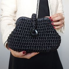 "📌 Elevate your formal attire with our exquisite Black Clutch Bag, a versatile accessory that seamlessly transitions from clutch to top handle style. 📌 Designed for elegance and sophistication, this bag is the perfect choice for weddings, evening events, and special occasions. 📌 The leather-like yarn lends a luxurious texture to the bag, ensuring you make a stylish statement wherever you go. 📌 With a wide array of color options available, you can select the shade that perfectly complements y Elegant Evening Bag With Round Handle, Elegant Clutch With Round Handle For Formal Occasions, Elegant Formal Clutch With Round Handle, Luxury Evening Clutch With Round Handle, Elegant Evening Clutch With Round Handle, Chic Evening Bag With Round Handle, Luxury Clutch With Handles For Party, Black Top Handle Clutch For Party, Modern Evening Clutch With Top Handle