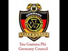 the german flag is on top of a shield with words that read tau gamma ph germany council