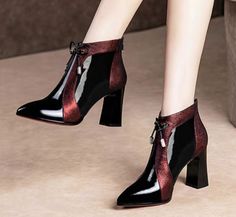 New Korean Short Boots sold by Mileg on Storenvy Elegant Platform Ankle Boot Heels, Elegant Platform Boots In Patent Leather, Mesh Heels, Chunky Heels Boots, Zipper Boots, Womens Shoes High Heels, Fashion High Heels, High Heels Stilettos, Short Boots