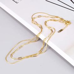 Description: 18K Gold Plated Double Layer Necklace, Paperclip necklace Hypoallergenic Necklace, Sunshine Necklace, Paperclip Necklace, Double Layer Necklace, Golden Necklace, Layered Necklace Set, Layer Necklace, Snake Necklace, 925 Silver Jewelry