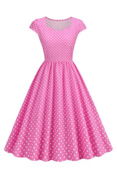 ZAPAKA Women Vintage Dress A Line Polka Dots Swing 1950s Dress Midi Dress Wedding, Vintage Dresses Cheap, Vintage Dresses Online, Farm Dress, Vintage Wedding Party, 1950s Fashion Dresses, Pleated Neckline, Wedding Tea, Fit Summer