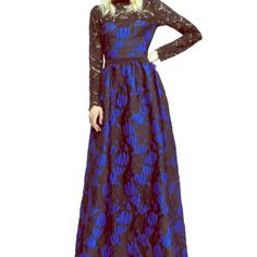 This Gown Is A Show Stopper. The Color Blue Against The Black Is Dramatic And Sexy. It’s A 10 But Could Definitely Fit A 12. Tadashi Tends To Run Big. Good Amount Of Stretch Too. Flat Measurements Are Bust 18 In Waist 16.5in Hips Free (It Has Pockets!) Length 63in Blue Long Sleeve Lace Gown, Blue Lace Evening Dress With Long Sleeves, Blue Lace Long Sleeve Evening Dress, Blue Long Sleeve Lace Evening Dress, Blue Floor-length Evening Gown, Blue Maxi Dress For Spring Evening, Royal Blue Long Sleeve Evening Gown, Blue Evening Maxi Dress, Blue Maxi Length Evening Dress For Gala