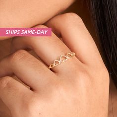 For women, a ring can represent a variety of things. It can be used as a simple reminder of love and devotion. D E T A I L S   * Made to Order. * 100% 14k Solid Gold * Choice of Gold Color: Yellow Gold, Rose Gold, White Gold * Band thickness: 1 mm/0.04 inch * Ready to Ship in 1-3 Business Days * 100% US sourced * 2 Years Warranty * Free Express International Shipping * Free returns within 14 days from the order date A B O U T  ∙ U S  * All personalization is done by hand. Because it's better tha Dainty Heart-shaped Stackable Rings For Anniversary, Dainty Heart-shaped Stackable Anniversary Rings, Dainty Stackable Heart Ring For Anniversary, Dainty Hypoallergenic Heart Promise Ring, Dainty Hypoallergenic Heart Ring For Promise, Stackable 14k Gold Rings For Valentine's Day, Delicate Stackable Promise Rings For Valentine's Day, Minimalist Stackable Rings For Promise On Valentine's Day, Dainty Heart Cut Stackable Promise Rings