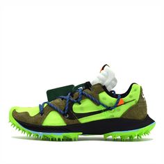 Womens Nike Zoom Terra Kiger 5 OW Off-White - Electric Green WMNS Marathon Running Shoes/Sneakers Green Sporty Custom Sneakers For Sports, Sporty Green Custom Sneakers For Sports, Sporty Green Custom Sneakers For Light Sports, Functional Green Custom Sneakers With Boost Midsole, Green Athleisure Custom Sneakers With Boost Midsole, Nike Green Custom Sneakers For Outdoor, Nike Running Shoes With Rubber Waffle Outsoles For Sports, Nike Running Shoes With Durable Outsoles For Sports, Dynamic Green Custom Sneakers For Running