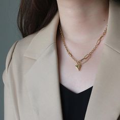 316L Titanium Steel Dipped in 18k Gold Plating Metals Type: 316L Titanium Steel Plating: 18k GoldNecklace Type: Pendant NecklacesPendant Size: 1.1 x 1.3 cmLength: 40 + 6 cmChain Type: Link ChainShape: Heart Gold Plated Chain Necklace For Valentine's Day, Valentine's Day Gold Plated Chain Necklace, Tarnish Resistant Gold Heart Necklace, Gold Tarnish Resistant Heart Necklace, Valentine's Day Gold Plated Clavicle Chain Necklace, Minimalist Pendant Chain Necklace For Valentine's Day, Minimalist Metal Chain Necklace For Valentine's Day, Minimalist Clavicle Chain Necklace For Valentine's Day, Minimalist Pendant Necklace For Valentine's Day