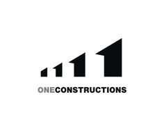 the logo for oneconstructions is shown in black on a white background