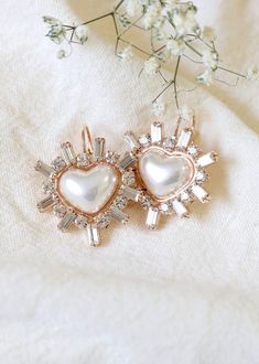 Pearl Drop Earrings Heart Crystal Drop Earrings White Hear | Etsy Elegant Heart Pendant Earrings For Weddings, Silver Heart Earrings With Heart Charm For Wedding, Heart Pendant Earrings For Wedding, Rose Gold Heart Drop Earrings For Wedding, Rose Gold Heart Cut Earrings For Wedding, Heart Pendant Earrings For Valentine's Day Wedding, Heart Pendant Earrings For Wedding And Valentine's Day, Valentine's Day Wedding Heart Pendant Earrings, Wedding Valentine's Day Heart Pendant Earrings