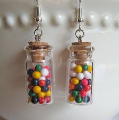 Food Jewelry - Rainbow Candy Jar Earrings - Candy Earrings - Food Earrings - Birthday Gifts - Tween Jar Earrings, Lesbian Earrings, Crazy Earrings, Lollipop Earrings, Sugared Almonds, Cake Sprinkles, Teacher Earrings, Liquorice Allsorts, Handmade Candy