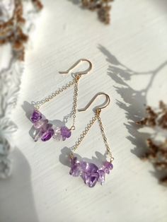 Ametrine Dangle Earrings • Handmade with natural ametrine gemstones. Choices of 14K Gold filled & Sterling Silver • Drop length: 5.5 cm ✨ Ametrine is a naturally occurring variety of quartz. It is a mixture of amethyst and citrine with zones of purple and yellow. • Casual elegant earrings. A cute treat for yourself and a lovely gift for her ✨ • These earrings won’t tarnish. Gold-filled and sterling silver are known for their lasting quality. They won't tarnish or turn color. • Hypoallergenic. Yo Amethyst And Citrine, Purple And Yellow, Pretty Rings, Amethyst Earrings, Style Earrings, Elegant Earrings, Making Jewelry, Jewelry Ideas, Earrings Handmade