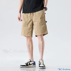 OrcaJump - Mountain Series Quick-Drying Shorts: Casual Workwear, Sports Capri Pants with Loose Fit and Spacious Pockets Casual Relaxed Fit Cargo Pants With Built-in Shorts, Casual Beige Pants With Built-in Shorts, Casual Pants For Outdoor Activities In Summer, Khaki Shorts For Outdoor Activities, Khaki Outdoor Shorts, Casual Summer Cargo Pants For Outdoor, Knee-length Shorts With Pockets For Outdoor Activities, Casual Cotton Pants With Built-in Shorts, Khaki Short Pants For Outdoor Activities