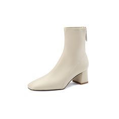 Color: Beige Single Lining, size: 38 Beige Boots, French Women Style, Square Head, Style Français, Black Ribbon, Material Exterior, Mid Heel, Short Boots, French Style