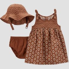 Carter's Just One You® Baby Girls' Geo Dress With Hat Coordinate Set - Brown 12m : Target Daughters First Birthday, Dress With Hat, Trendy Romper, Dress For Baby Girl, Clothes Embroidery Diy, Clothes Embroidery, Girls Floral Dress, Embroidery Diy, Cotton Dress Summer