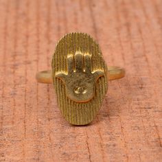 "Gold Hamsa Ring, Brass Ring, Hamsa Jewelry, Sideways Hamsa Ring, Hand of Fatima Ring, Evil Eye Ring, Gift For Her, Vintage Ring, Gift Item ❥ Add this beautiful one little thing of galactic shine to make you feel unique and to transform your lives. Perfect for any kind of outfit and every occasion. ❥ Customers satisfaction is our biggest priority, please contact us with any questions/queries for future or existing orders, and we will do our best to make sure you are happy with your order. ❥Pleas Handmade Symbolic Jewelry, Mystical Open Ring Promise Ring, Symbolic Adjustable Toe Ring, Adjustable Engraved Spiritual Ring, Adjustable Hallmarked Spiritual Signet Ring, Spiritual Metal Toe Rings, Symbolic Adjustable Engraved Open Ring, Spiritual Style Adjustable Open Ring, Adjustable Spiritual Rings