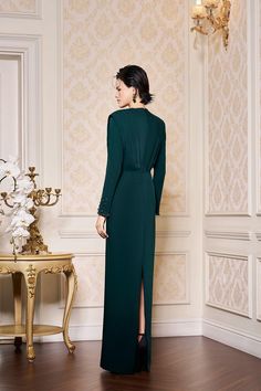 Sabrina Sheath Pleated Shoulder Crepe Floor Length Dress | MEAN BLVD Long Length Dresses, Knitwear Outfit, Happy Clothes, Mean Blvd, Floor Length Dress, Sleep And Loungewear, Dresses By Length, Floor Length Dresses, Crepe Fabric