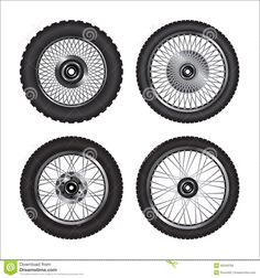 four wheel rims and tires on a white background stock photo - image 34987