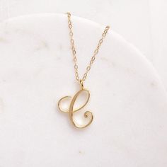 C Initial Necklace - Timeless cursive "C" initial gold pendant - Personalized, Monogram jewelry for women - Vintage inspired font. Delicate "C" initial. Perfect every day necklace. Lovely gift for your self, sister, bridesmaids, new mom. Pendant: Base metal is brass and 14K gold plated. Chain is 18 inches, 14k gold filled. (if you would like a longer or shorter chain, please contact us to customize it) Cursive C, C Initial Necklace, Mrs Necklace, C Initial, Diamond Initial Necklace, Gold Name Necklace, Initial Necklace Gold, Monogram Jewelry, Monogram Necklace